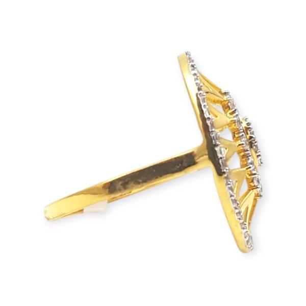 Gold Cocktail Ring with Beautiful Design and Zerkons for Ladies